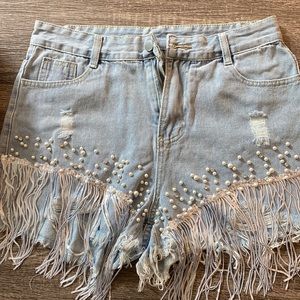 Sequin and pearl jean shorts
